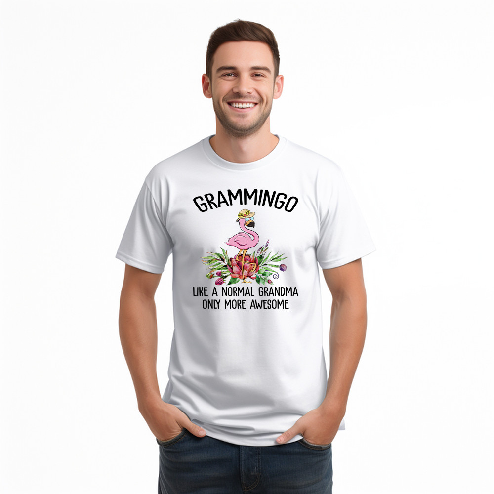 Gramming Like A Normal Grandma Only More Awesome T-Shirt Funny Flamingo Shirts Grandma Gift