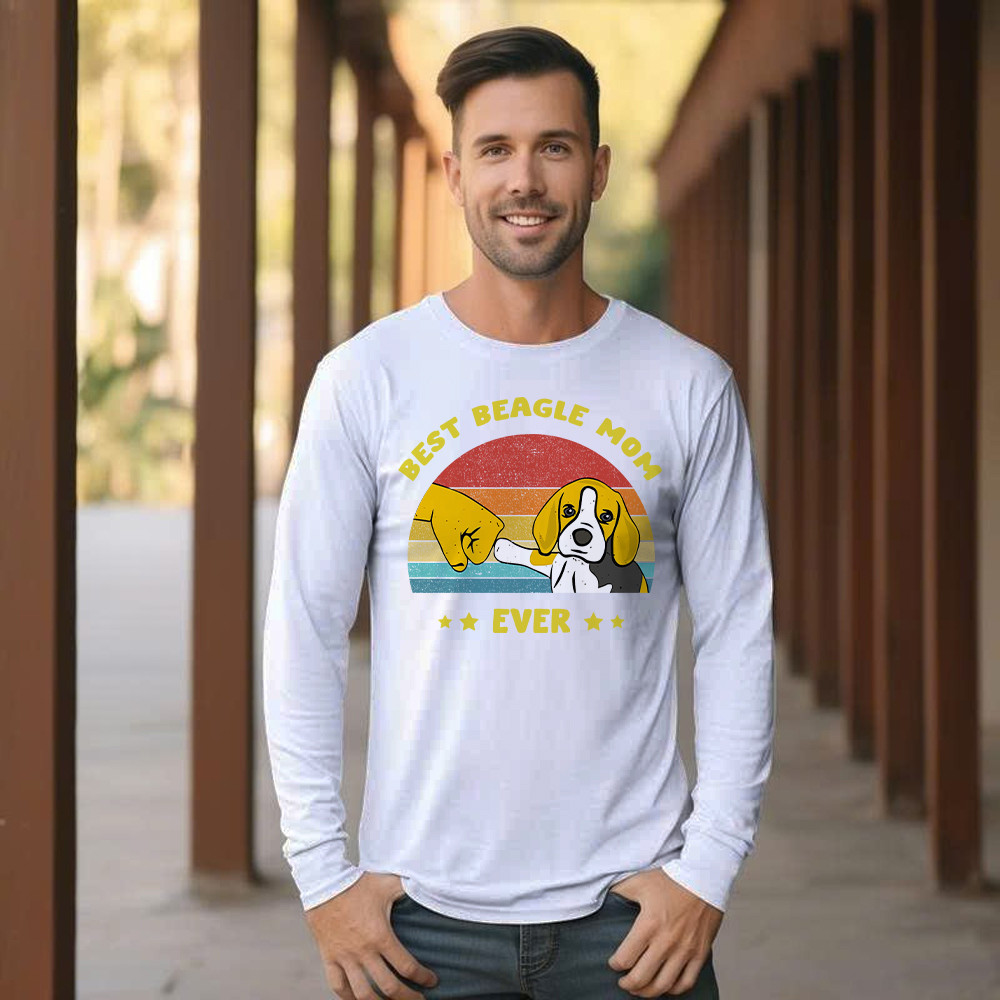 Best Beagle Mom Ever Shirt Beagle Lover Vintage Long Sleeve Shirt Gift For Womens
