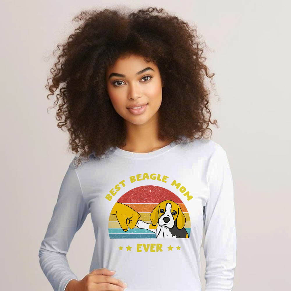 Best Beagle Mom Ever Shirt Beagle Lover Vintage Long Sleeve Shirt Gift For Womens