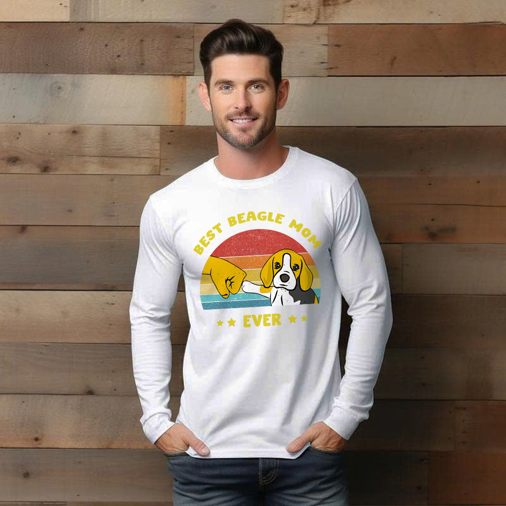 Best Beagle Mom Ever Shirt Beagle Lover Vintage Long Sleeve Shirt Gift For Womens