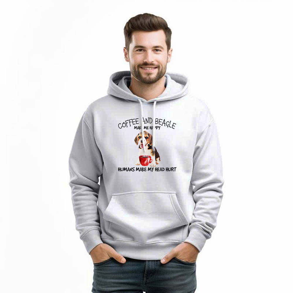 Coffee And Beagle Make Me Happy Husman Make My Head Hurt Hoodie Unique Coffee And Cute Dog Gifts Ideas For Salesman