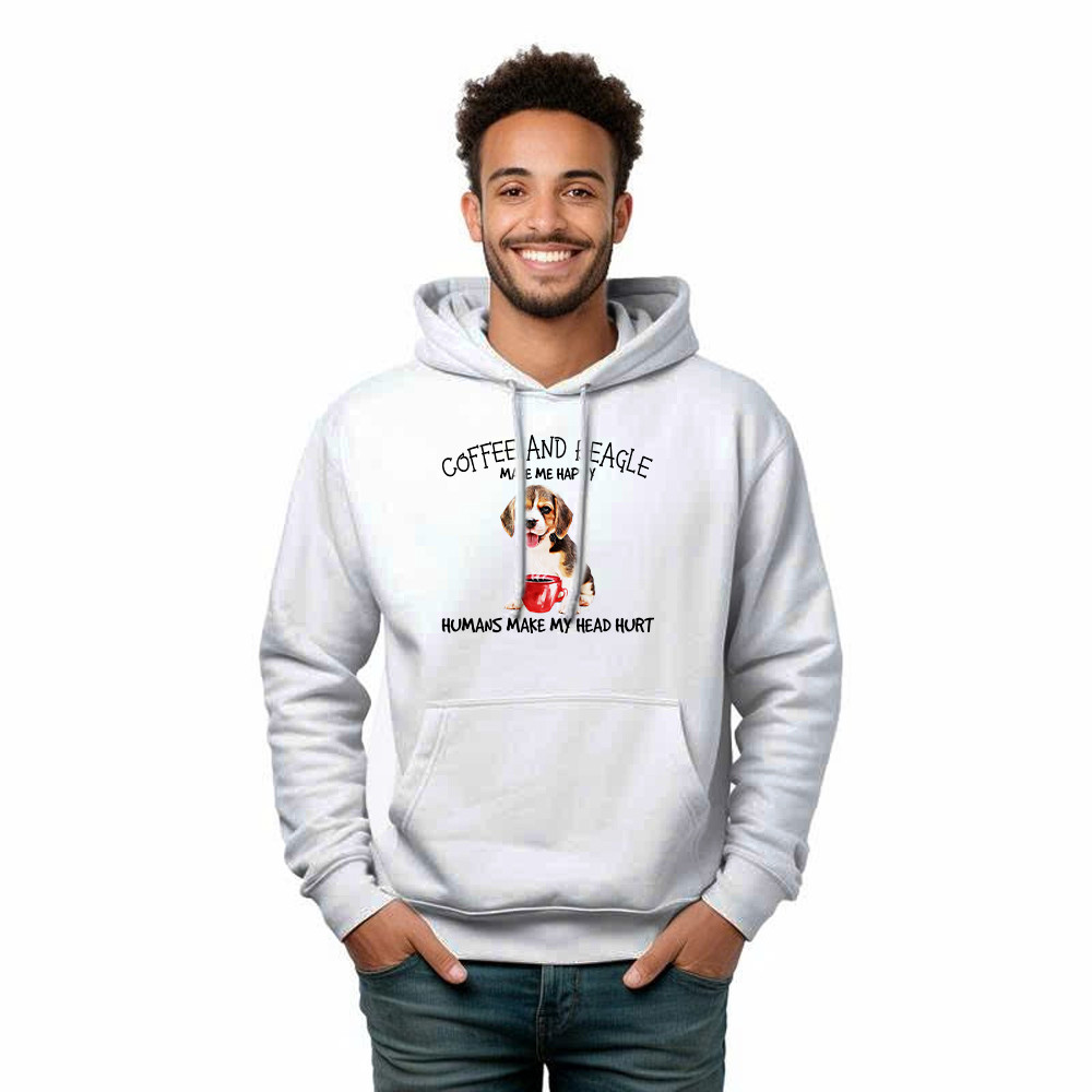 Coffee And Beagle Make Me Happy Husman Make My Head Hurt Hoodie Unique Coffee And Cute Dog Gifts Ideas For Salesman
