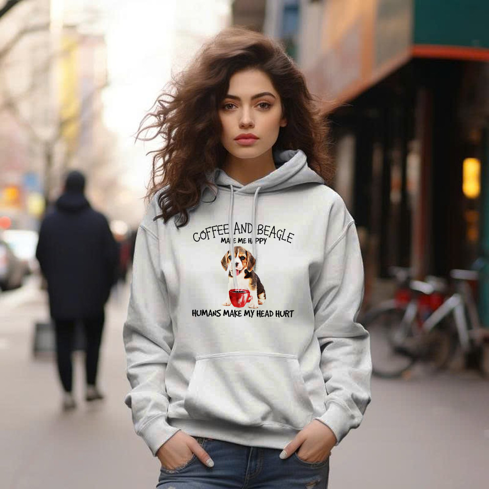 Coffee And Beagle Make Me Happy Husman Make My Head Hurt Hoodie Unique Coffee And Cute Dog Gifts Ideas For Salesman