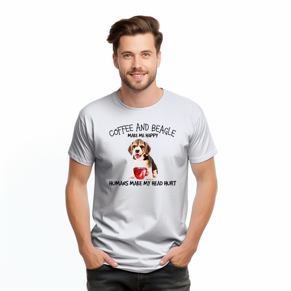 Coffee And Beagle Make Me Happy Husman Make My Head Hurt T Shirt Unique Coffee And Cute Dog Gifts Ideas For Salesman