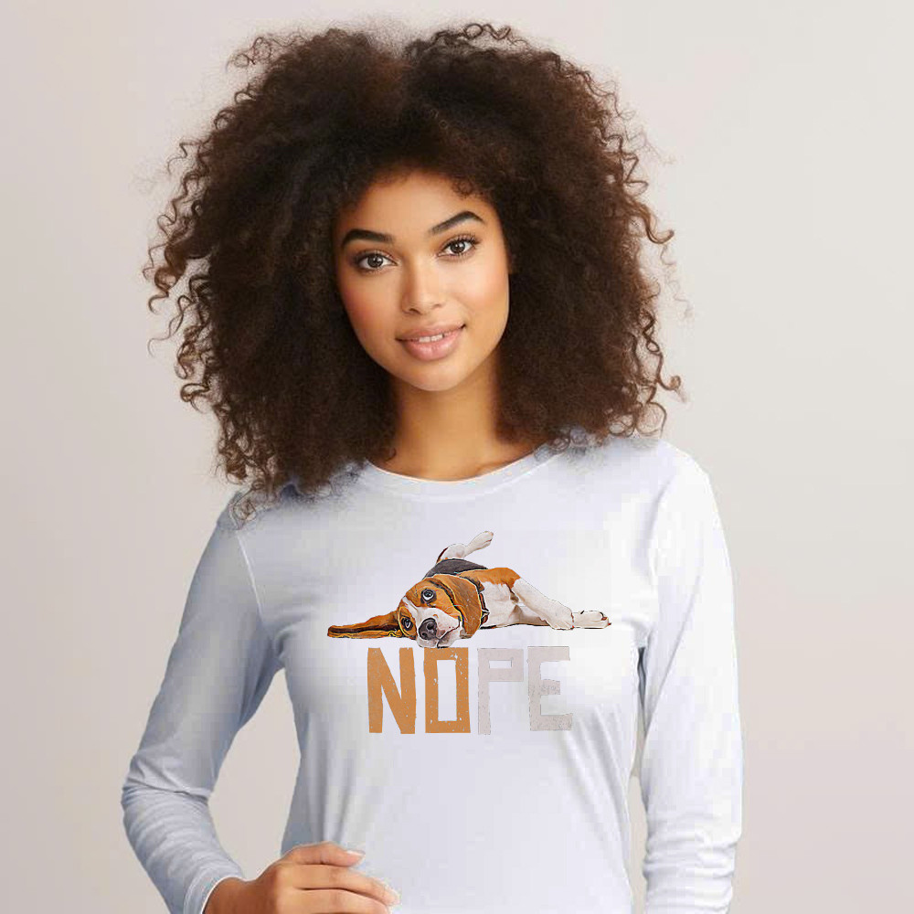 Lazy Beagle Nope Shirt Vintage Fun Long Sleeve Shirt Designs Beagle Owner Gifts