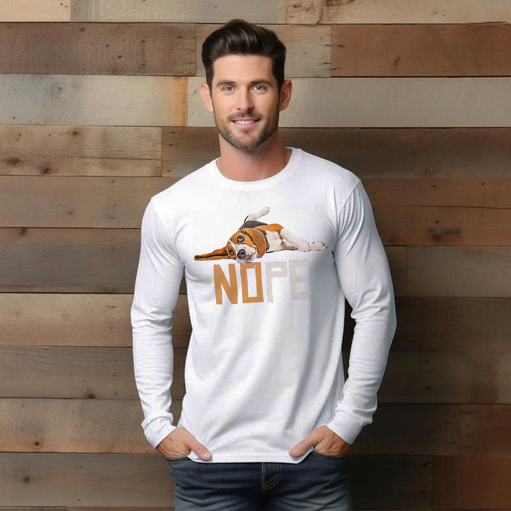 Lazy Beagle Nope Shirt Vintage Fun Long Sleeve Shirt Designs Beagle Owner Gifts