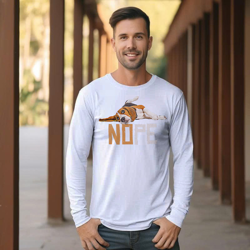Lazy Beagle Nope Shirt Vintage Fun Long Sleeve Shirt Designs Beagle Owner Gifts